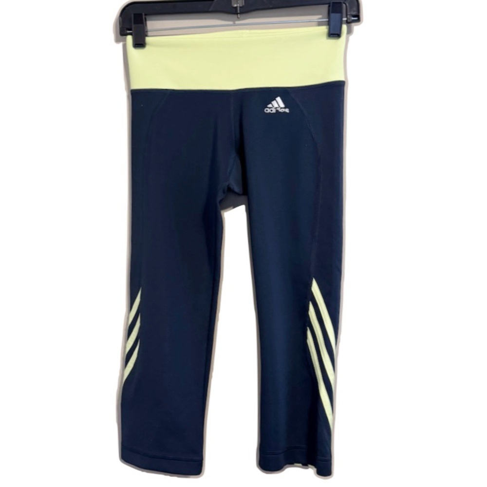 Adidas Dark Gray and Yellow Crop Leggings Small-Medium